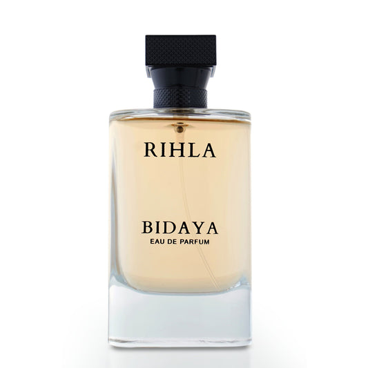 Perfume bottle labeled 'Rihla Bidaya' on a white background